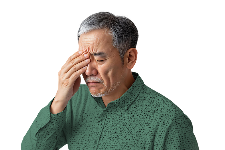 눈을 가리고 있는 환자